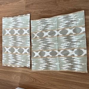 Pottery Barn Pillow Shame Set of 2, EUC- light green, cream, gold, 24x24 and 16X